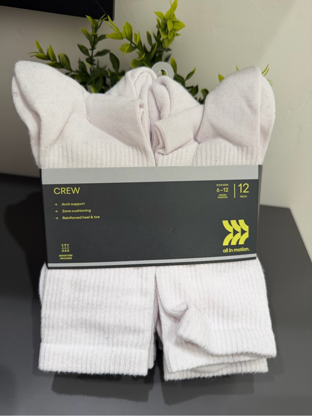 all in motion Men’s Crew Socks - Light Pink 12 Pack